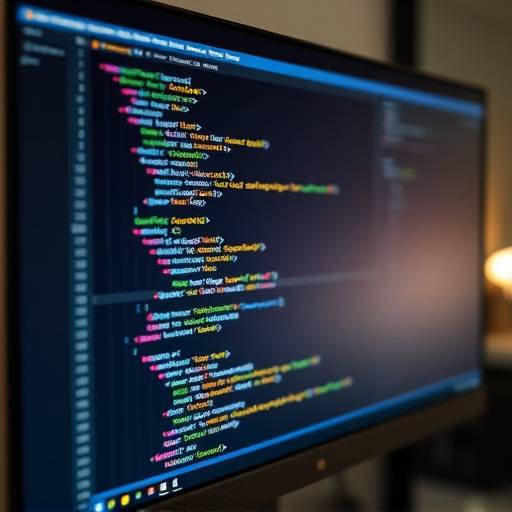 Web Development Course: A computer screen displaying HTML, CSS, and JavaScript code in a web development environment.